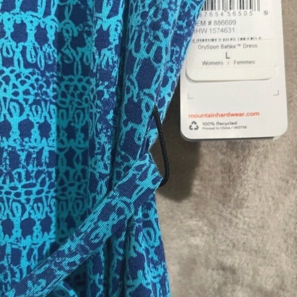 Mountain Hard Wear Women Sleeveless Blue Teal Dryspun Batika Waist Dress UPF 25 - Picture 8 of 12